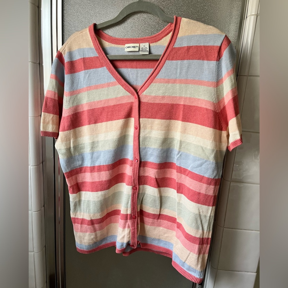 Vintage Cherokee striped short sleeve sweater